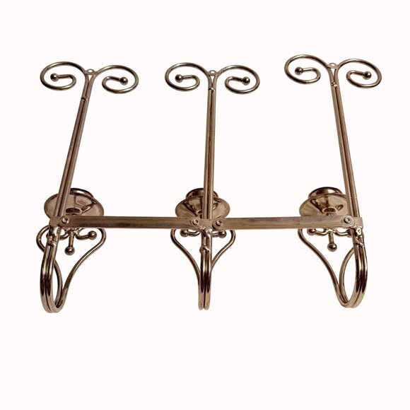 Hollywood Regency Brass Wall Sconce Triple Taper Candle Holder VTG 70s Elegant - Picture 14 of 15